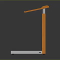 Modern Functional Desk Featuring Orange Wooden Top And Sleek Metal Stand Design