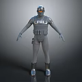 Gray Tactical FBI Security Uniform With Protective Vest And Combat Boots 3d model