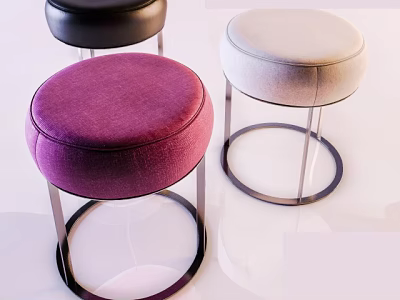 Set Of Modern Upholstered Stools With Colorful Round Seats And Metal Legs 3d model