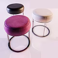 Set Of Modern Upholstered Stools With Colorful Round Seats And Metal Legs