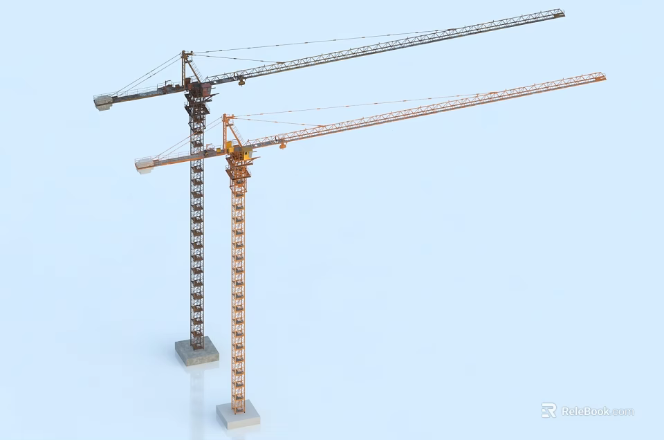 Industrial Equipment Modern Tower Cranes Heavy Duty Construction Machinery 3d model 
