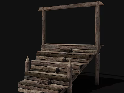 Ancient Architecture Wooden Staircase With Traditional Frame And Classic Structure Design 3d model