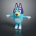 Animated Blue Dog Game Movie Character With Purple Ears Big Eyes White Paws Open Arms