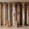 Wooden Columns With Various Natural Textures And Decorative Indoor Display Design