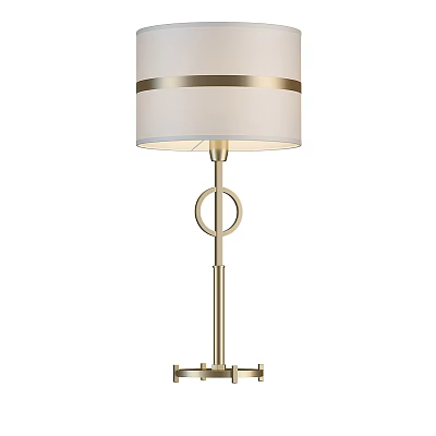 Sleek Modern Table Lamp With Gold Metal Stand And White Fabric Shade Design Detail 3d model