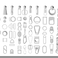Set of Diverse White Shaped Icons Including Tools and Design Symbols