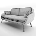 Modern Yellow Fabric Sofa With Gray Decorative Pillows And Wooden Legs