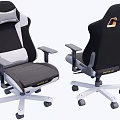 Black And White Ergonomic Gaming Chair With Adjustable Arms Swivel Base And Gold Accent Back