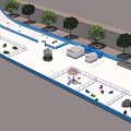 Outdoor Sports Fitness Area With Running Track Trees Recreational Equipment And Rest Areas