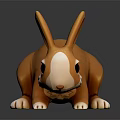 Orange Rabbit Toy Figure With White Face Paws And Decorative Collar In Crouching Position