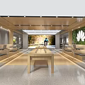 Modern Digital Store Interior With Huawei Logo Display Laptops And Headphones On Wooden Tables
