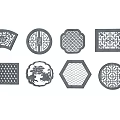Traditional Chinese Decorative Window Grilles with Various Shapes and Intricate Patterns