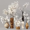 White Flower Arrangements In Decorative Vases With Various Designs For Home Decor