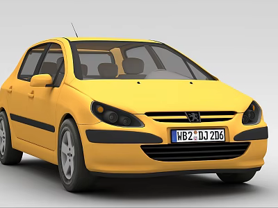 Yellow Stylish Compact Car With Modern Exterior Design And Sleek Body 3d model