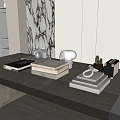 Modern table ornaments books camera radio lamp 3d model