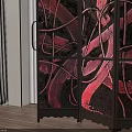 Modern Multi Panel Room Divider With Red And Black Abstract Patterns For Interior Decor 3d model