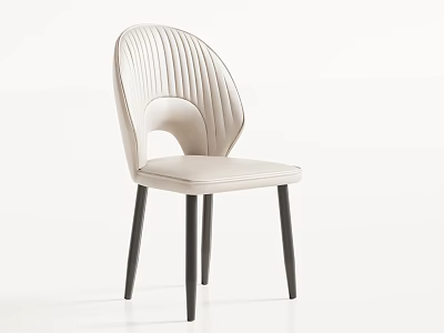 Ivory Modern Dining Chair With Vertical Stripe Backrest Black Legs And Comfortable Seat 3d model