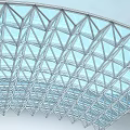 Metal Canopy With Geometric Grid Frame Curved Top And Transparent Panel Design 3d model