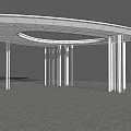 Modern Circular Pavilion Design With White Columns And Grid Floor Paving 3d model