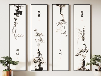 New Chinese Plant Painting Hanging Paintings 3d model