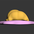 Cute 3D Yellow Egg Yolk Creature Lying On Pink Base With Sad Expression 3d model