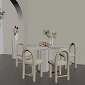 Modern Dining Table and Chair Combination Cream Dining Table and Chair Combination 3d model