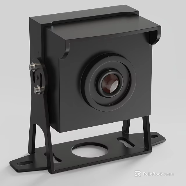 Black Projection Surveillance Camera with Stable Mount and High Definition Lens 3d model