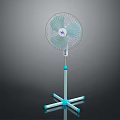 Modern Pedestal Air Cooler Fan With Blue Stand Transparent Blades And Brand Logo