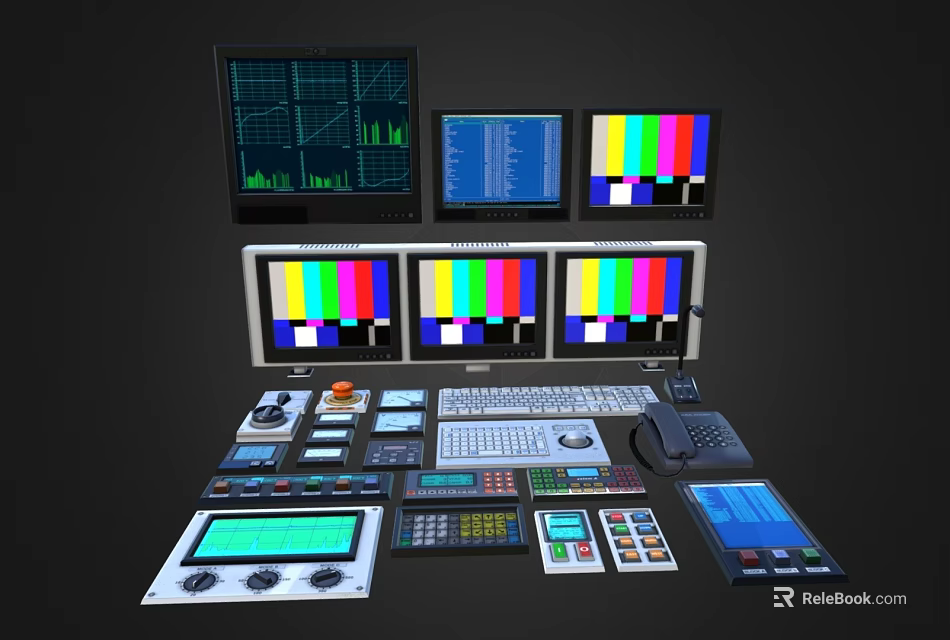 Professional Control Switch Panel With Multiple Monitors Control Buttons And Knobs For Studio Use 3d model 