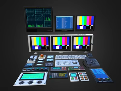 Professional Control Switch Panel With Multiple Monitors Control Buttons And Knobs For Studio Use 3d model