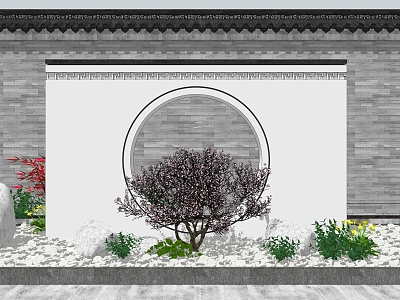 New Chinese style landscape sketch courtyard landscape sketch wall pebbles model