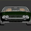 Green Vintage Sports Car With Sleek Design Brown Interior And Alloy Wheels On Dark Background