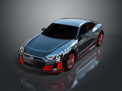 Sleek Silver Audi Sports Car With Red Wheels And Modern Front Design 3d model