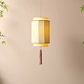 Traditional Chinese Lantern with Bamboo and Beige Background Hanging Tassel Design