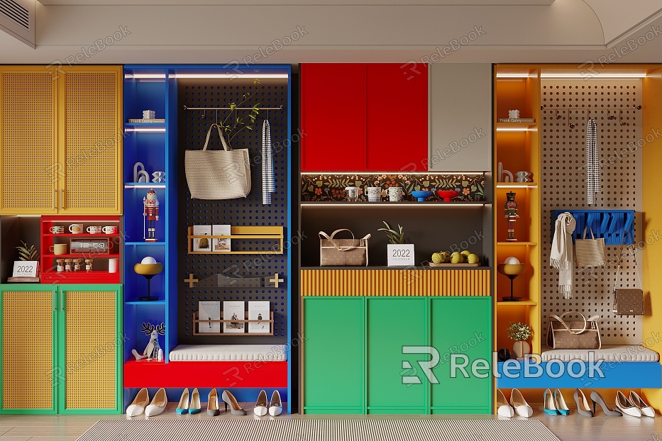 Modern Shoe Cabinet Dopamine Shoe Cabinet Memphis Shoe Cabinet Shoe Holes Board Storage Rack model