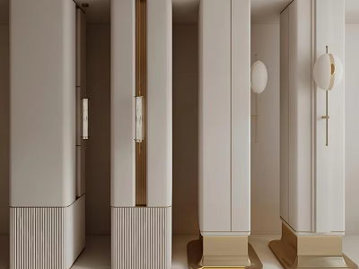 Elegant Modern Luxury Interior Design With Decorative Columns And Gold Accents 3d model
