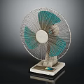 Vintage Electric Fan With Metal Grille Turquoise Blades And Control Panel Base