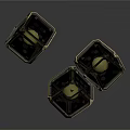 Three Black Dice With Golden Edges As Daily Living Supplies In Suspended Design