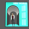 Stylish Event Entrance with NEW WORLD Sign Arched Design and Neon Strip Lights