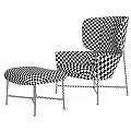 Comfortable Modern Leisure Chair With Beige Padded Back And Matching Ottoman Design