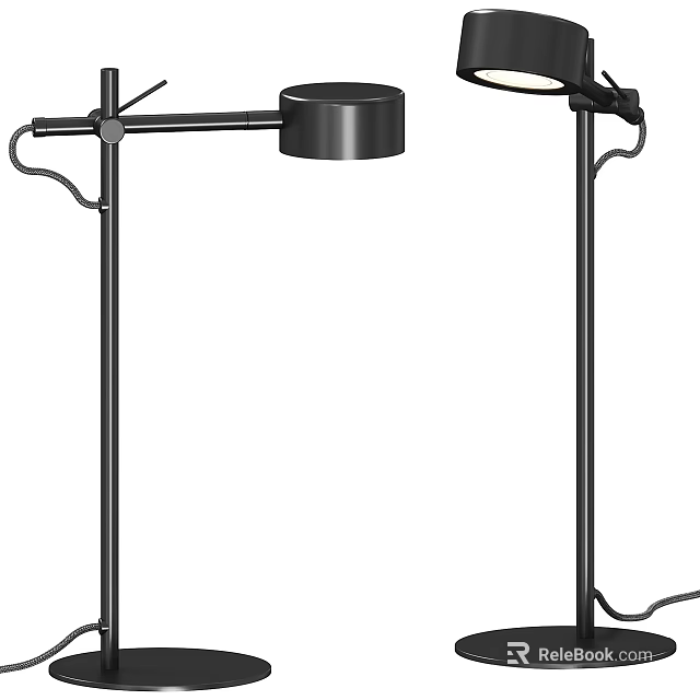 Modern Black Table Lamp With Adjustable Arm For Home Office And Reading 3d model 
