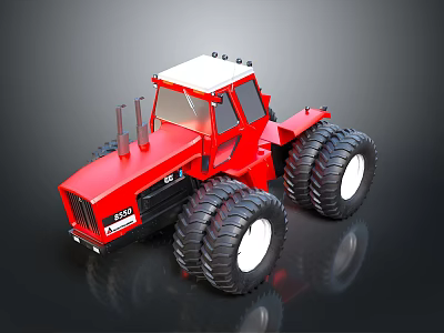Red Tractor Design Featuring Large Tires White Roof And Black Components 3d model