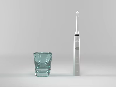 Electric Toothbrush And Glass Cup For Daily Washing Products 3d model