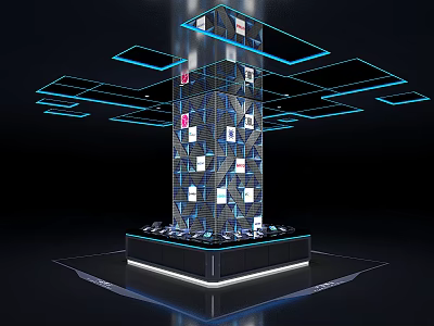 Modern booth science and technology tree 3d model Modern booth science and technology tree 3d model