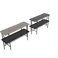 Modern Office Desk With Black Metal Frame Marble Desktop And Multiple Shelves