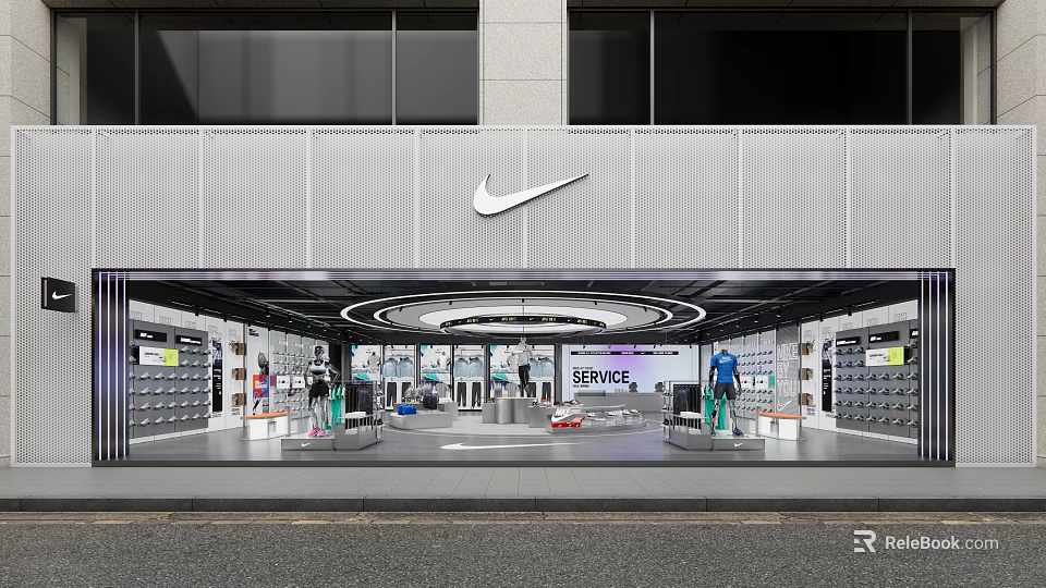 Modern Nike Sports Clothing Store With Sleek Facade And Spacious Open Interior Product 3d model 