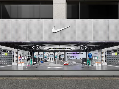 Modern Nike Sports Clothing Store With Sleek Facade And Spacious Open Interior Product 3d model