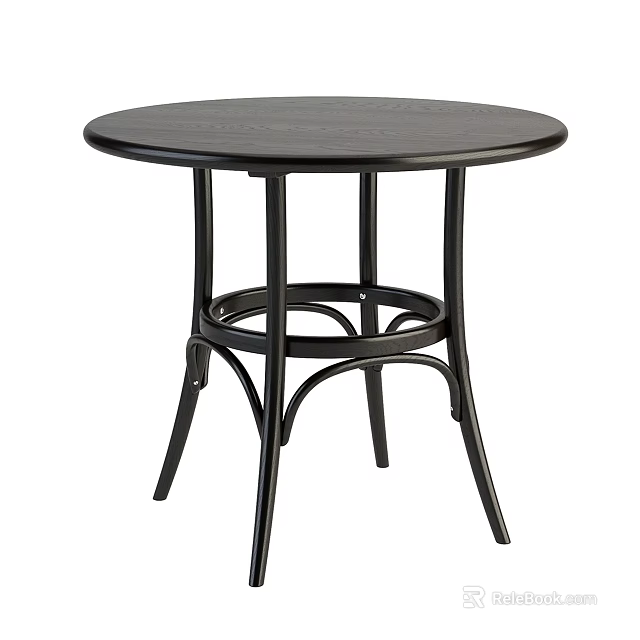Modern Black Round Top Side Table With Curved Metal Frame Design 3d model