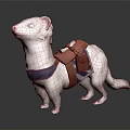White Ferret Character With Red Backpack And Purple Collar Design