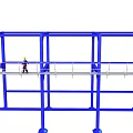 Blue Steel Structure Frame With Worker On Scaffolding At Construction Site 3d model